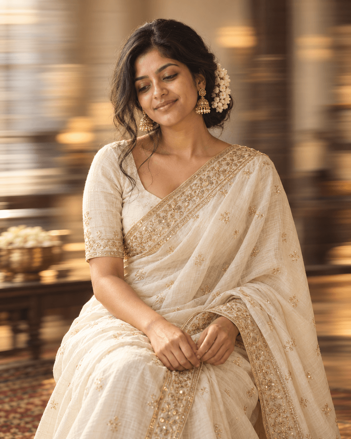 AI result showing Saree AI Photo Prompt (Copy-Paste Editorial)