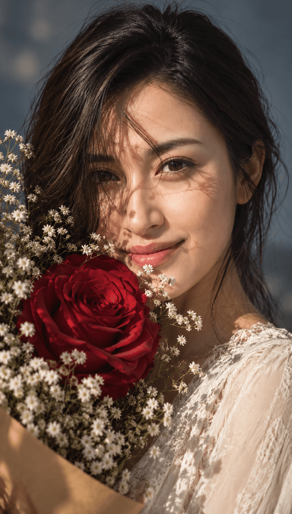 AI result showing Rose Shadow AI Photo Prompt (Close-Up)
