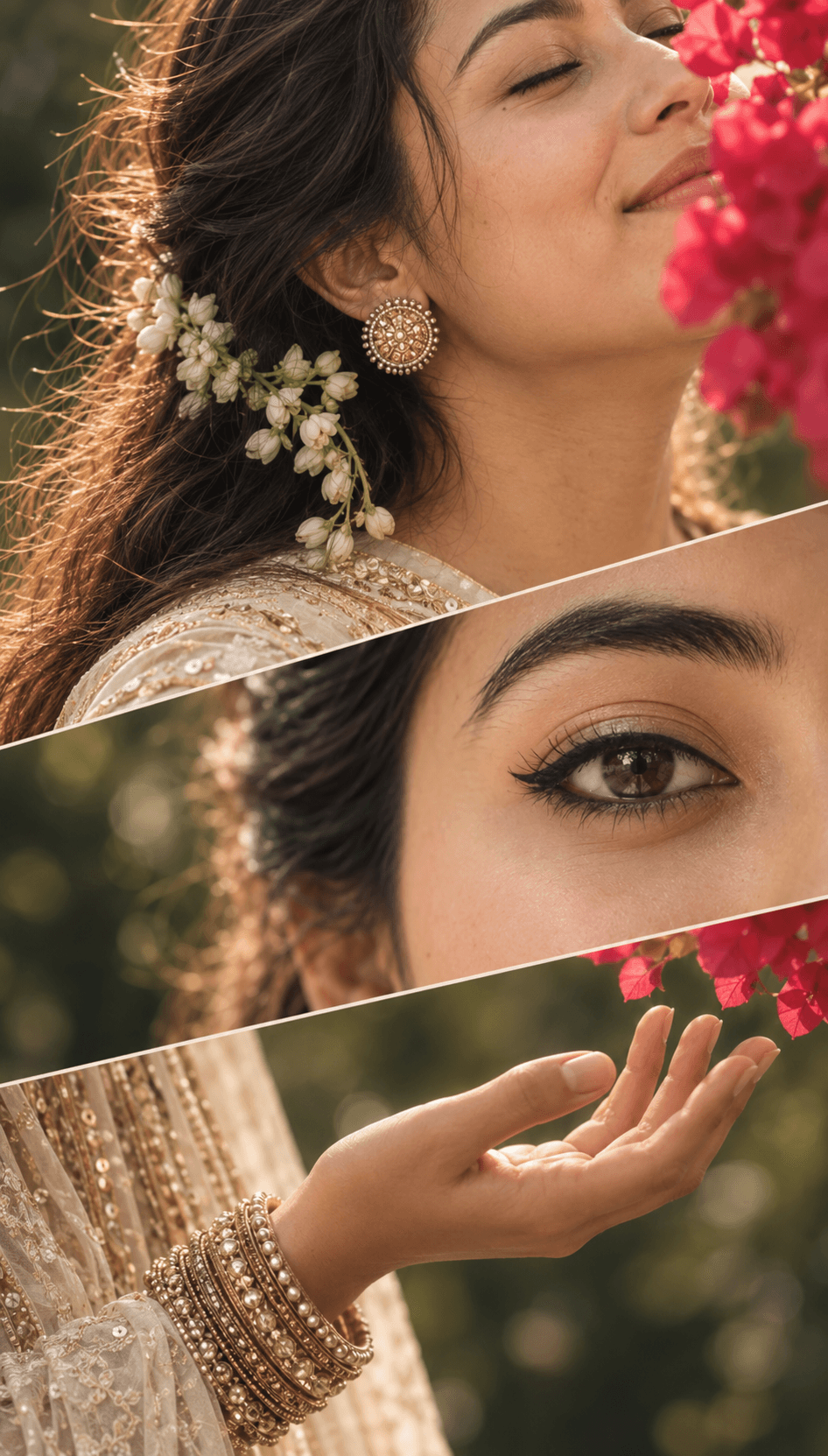 AI result showing Floral Triptych AI Photo Editing Prompt (3 Panels)