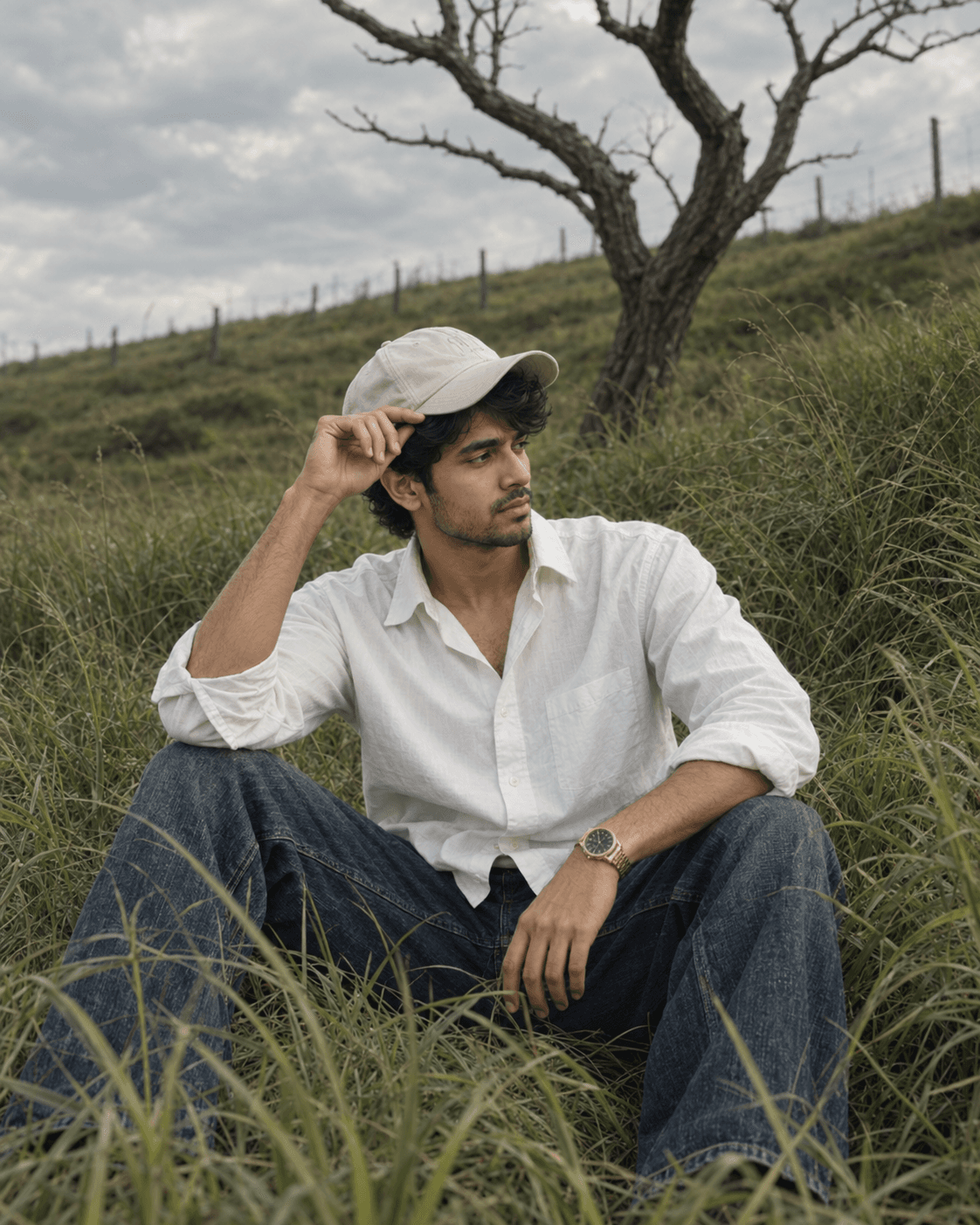AI result showing Moody Meadow Cinematic AI Photo Prompt (Tall Grass)