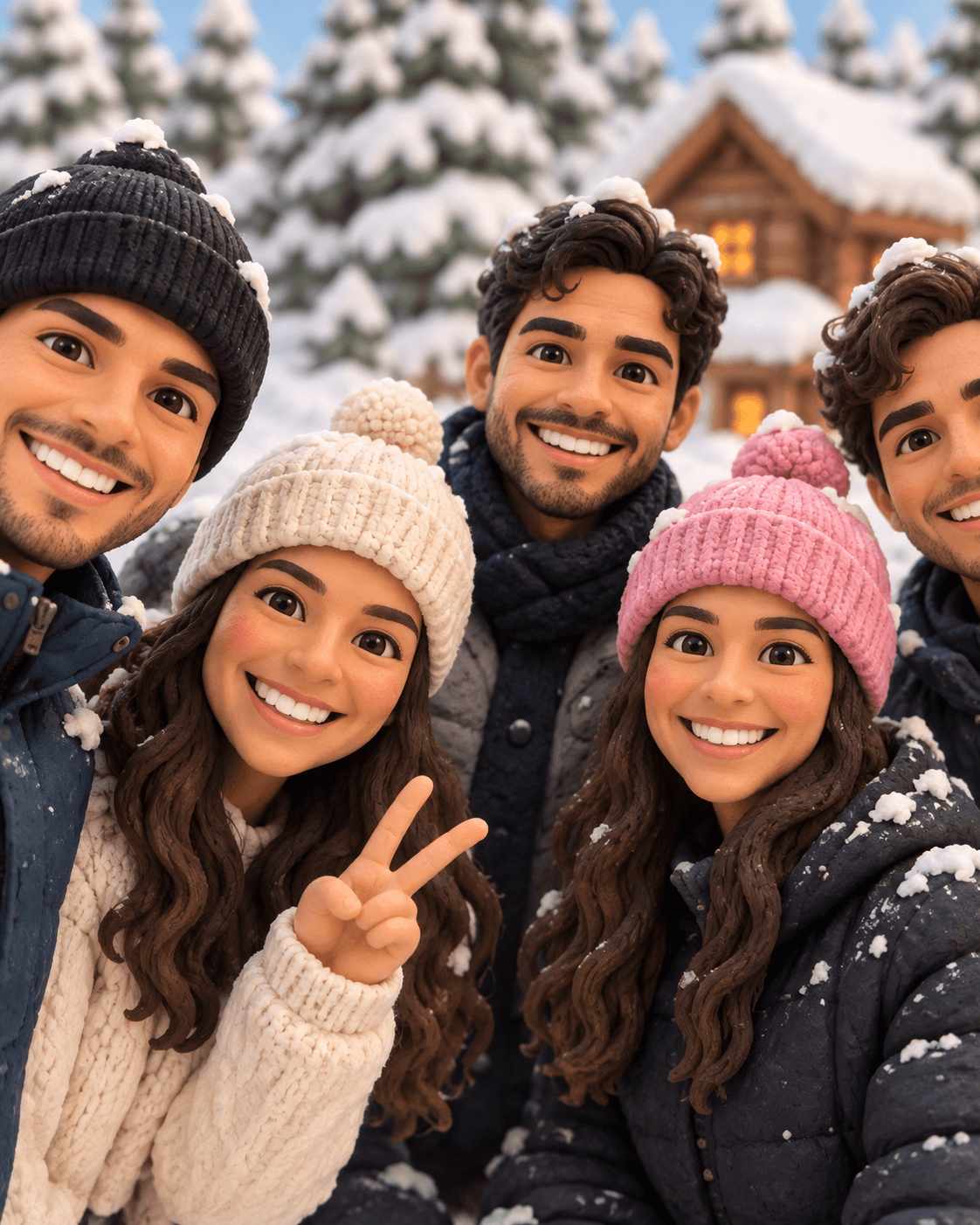 AI result showing Clay 3D Group AI Photo Prompt (Friends)