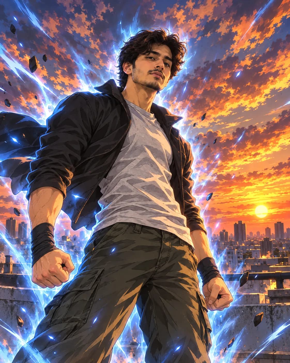 Anime Boy AI Photo Prompt for Gemini (Power Aura) AI photo result