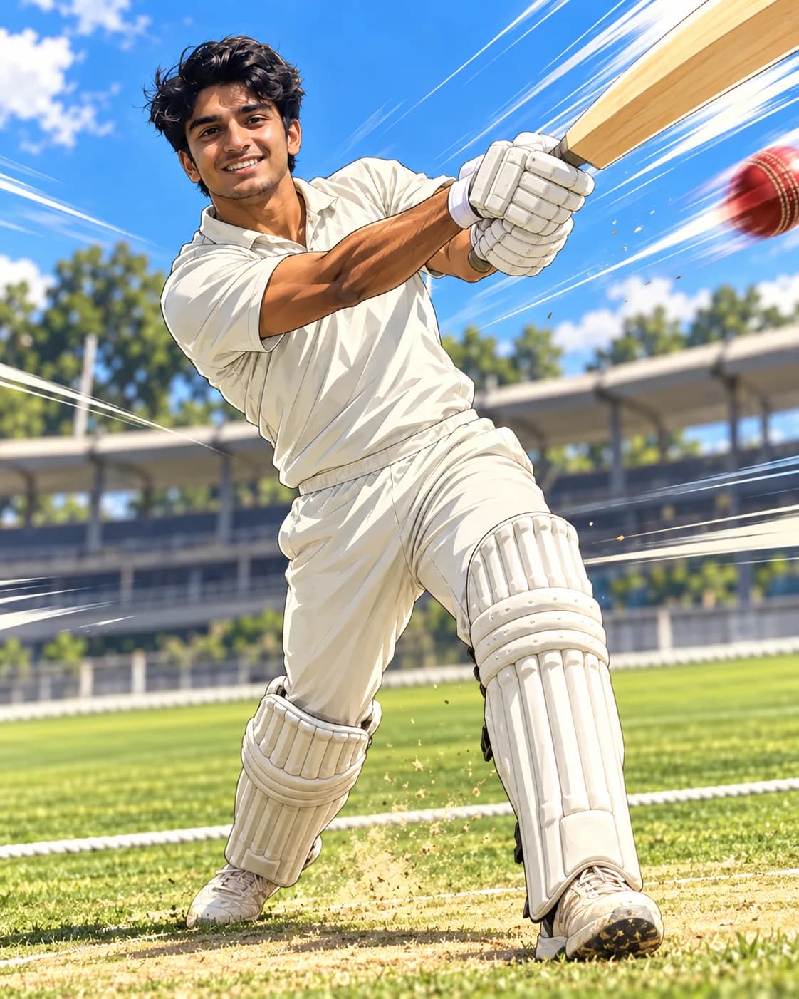 AI result showing Anime Cricket Hero Boy AI Photo Prompt