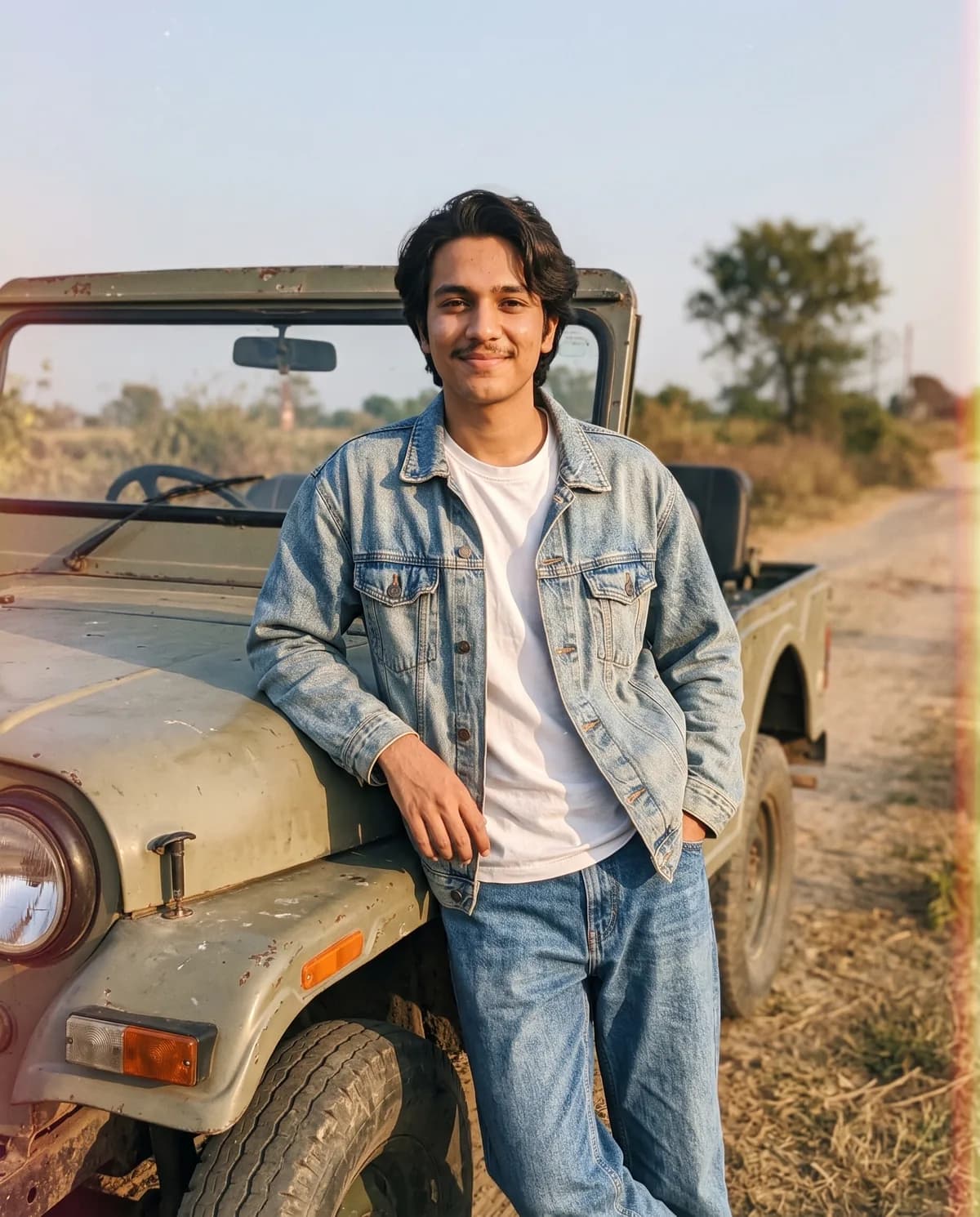 AI result showing Retro AI Photo Prompt for Boys (90s Vintage Jeep)