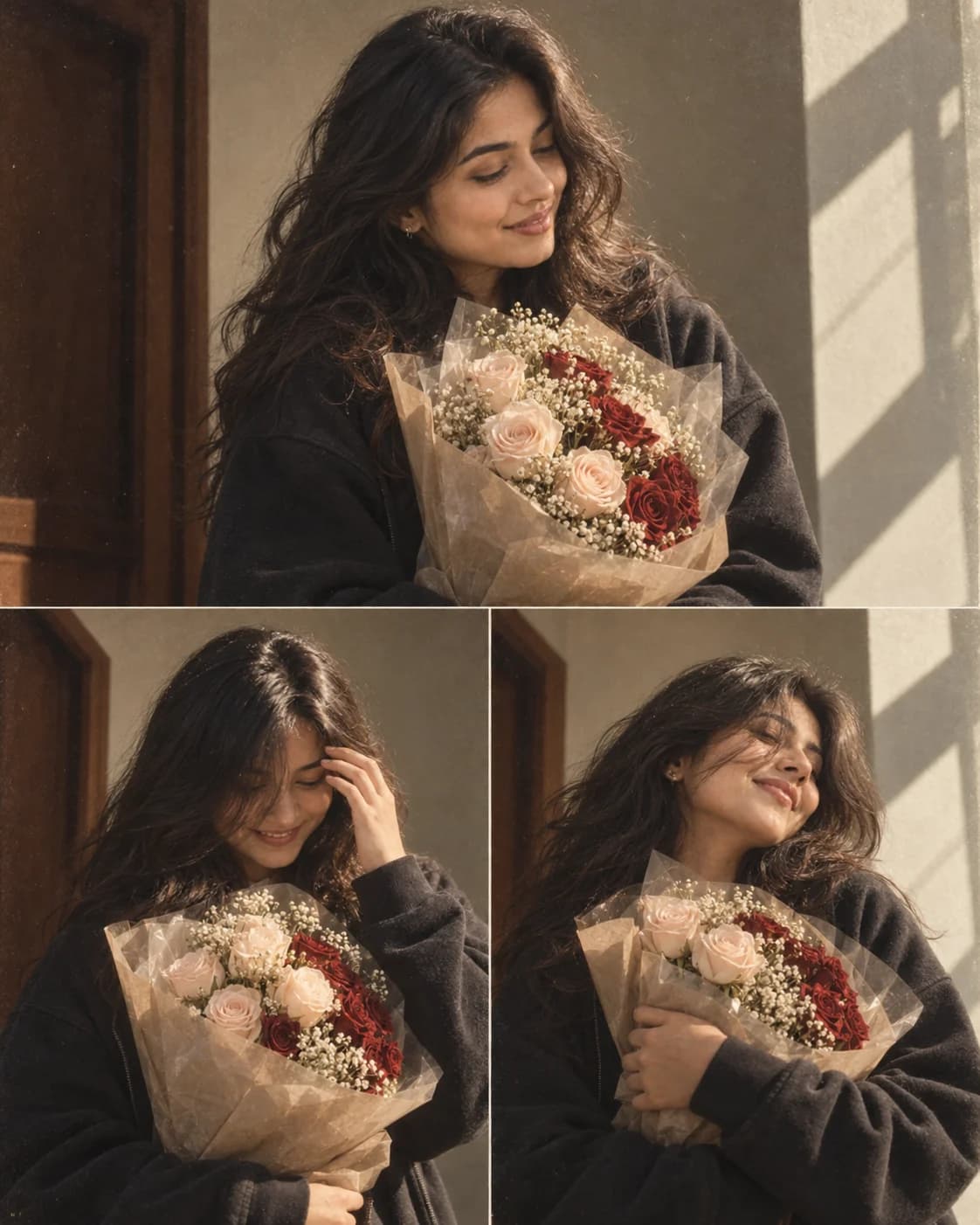 AI result showing Sunlit Flower Triptych Gemini AI Photo Prompt