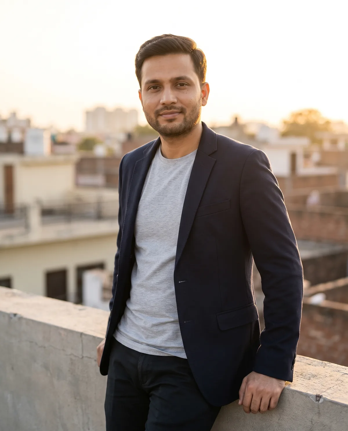 AI edit created with Stylish AI Photo Prompt for Men (Rooftop Blazer).