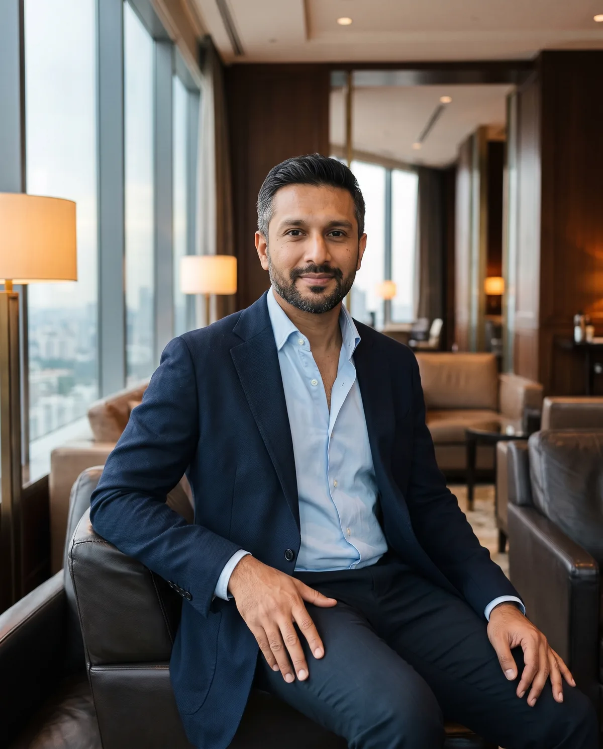 AI edit created with Businessman Lifestyle Lounge Luxury AI Photo Prompt.
