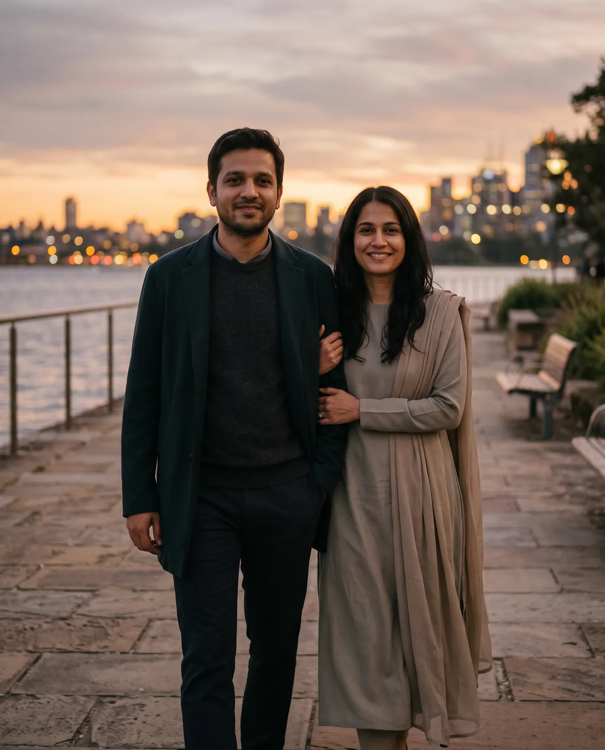 AI edit created with Quiet Luxury Couple Evening Walk AI Photo Prompt.