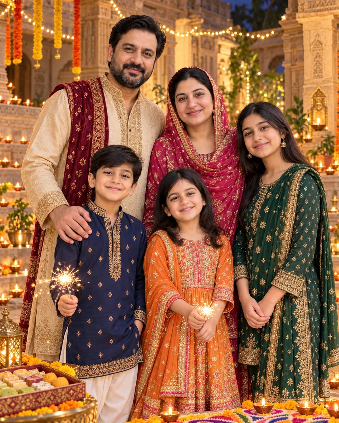 Karachi Family Diwali AI Photo Prompt for Gemini AI photo result