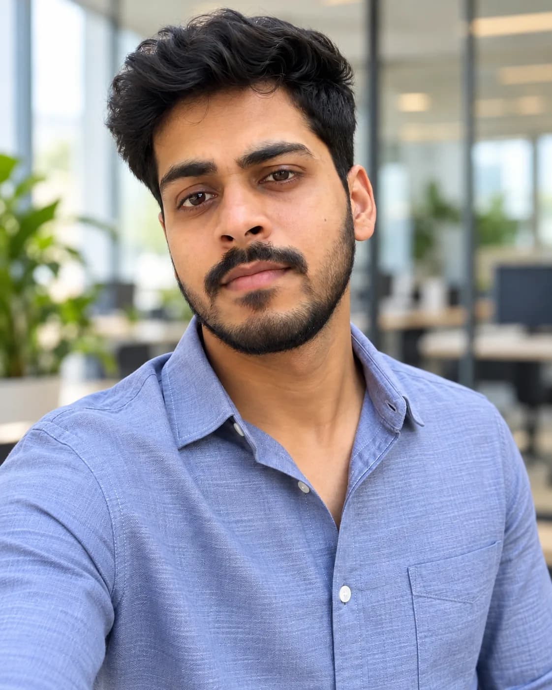 AI result showing Glass Office Window LinkedIn Profile Pic Prompt (Gemini)