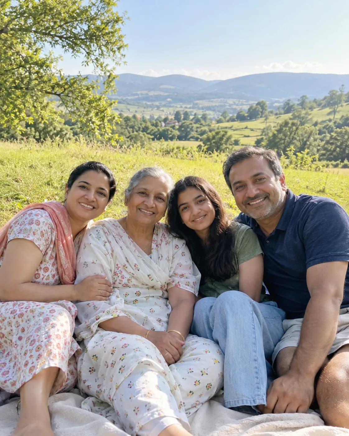 Source photo for Turn Photo into Anime: Countryside Family AI Prompt