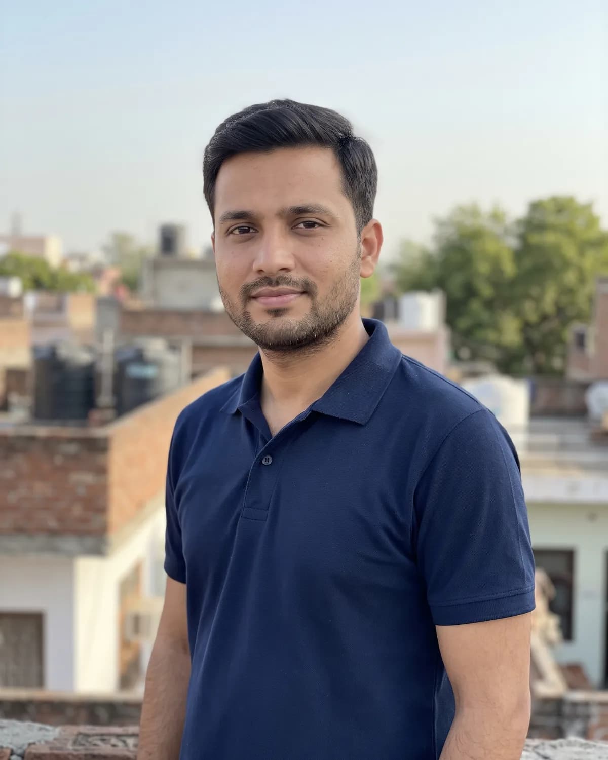 AI-generated source portrait for Stylish AI Photo Prompt for Men (Rooftop Blazer).