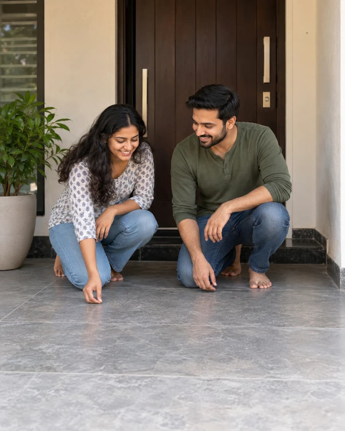Source photo for Rangoli Couple Diwali AI Photo Editing Prompt (Candid)