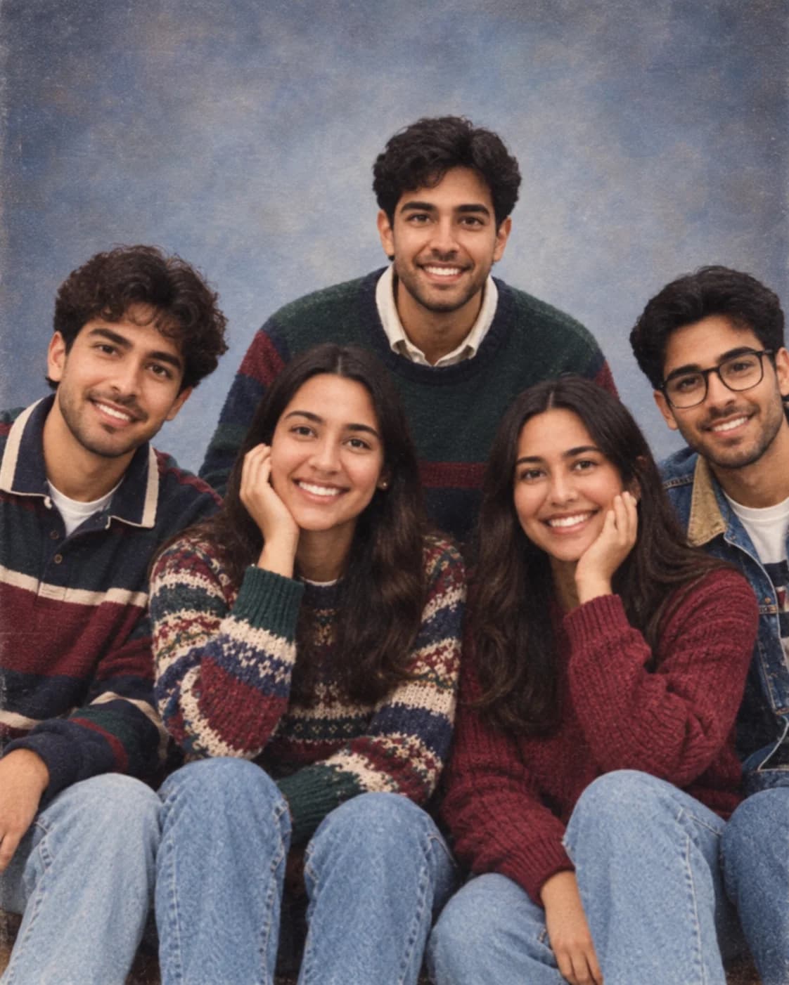 AI result showing 90s Yearbook Group AI Photo Prompt (Friends)