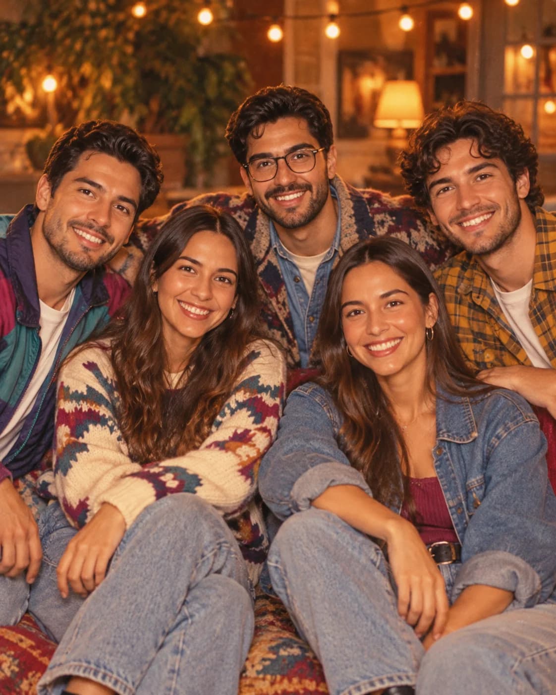 Retro Sitcom Cast Family Group AI Photo Prompt AI photo result